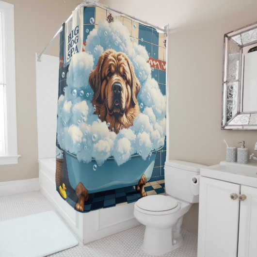 Newfoundland Slordig Slaperig Schattig Grappig Douchegordijn (In situ)