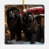 Newfoundland Sneeuw Slede Kerst Decoratie (Voorkant)