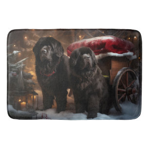 Newfoundland Sneeuw Slede Kerst Decoratie Badmat