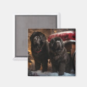 Newfoundland Sneeuw Slede Kerst Decoratie Magneet (Voorkant / Achterkant)