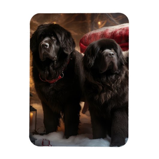 Newfoundland Sneeuw Slede Kerst Decoratie Magneet (Verticaal)