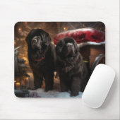 Newfoundland Sneeuw Slede Kerst Decoratie Muismat (Met muis)