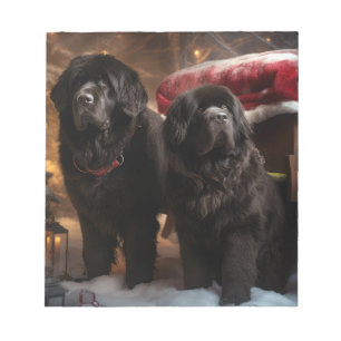 Newfoundland Sneeuw Slede Kerst Decoratie Notitieblok