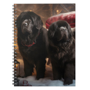Newfoundland Sneeuw Slede Kerst Decoratie Notitieboek
