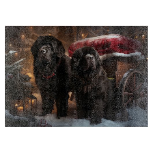 Newfoundland Sneeuw Slede Kerst Decoratie Snijplank (Voorkant)