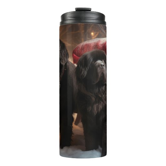 Newfoundland Sneeuw Slede Kerst Decoratie Thermosbeker (Voorkant)