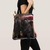 Newfoundland Sneeuw Slede Kerst Decoratie Tote Bag (Dichtbij)