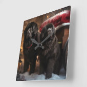 Newfoundland Sneeuw Slede Kerst Decoratie Vierkante Klok (Hoek)