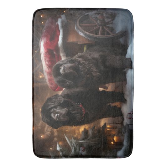 Newfoundland Snowy Sleigh Kerst Decor Badmat (Voorkant Verticaal)