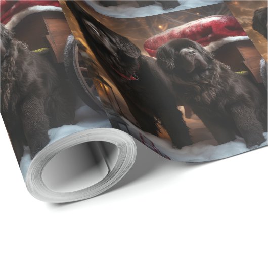 Newfoundland Snowy Sleigh Kerst Decor Cadeaupapier (Rol Hoek)