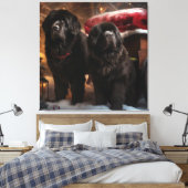 Newfoundland Snowy Sleigh Kerst Decor Canvas Afdruk (Insitu (Slaapkamer))