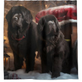 Newfoundland Snowy Sleigh Kerst Decor Douchegordijn (Voorkant)