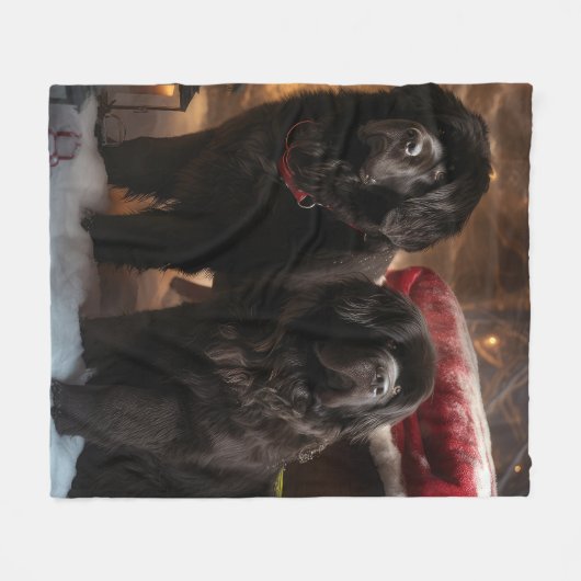 Newfoundland Snowy Sleigh Kerst Decor Fleece Deken (Voorkant (Horizontaal))
