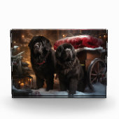 Newfoundland Snowy Sleigh Kerst Decor Fotoblokken (Voorkant)