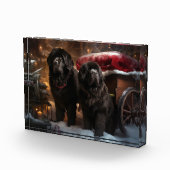 Newfoundland Snowy Sleigh Kerst Decor Fotoblokken (Rechts)