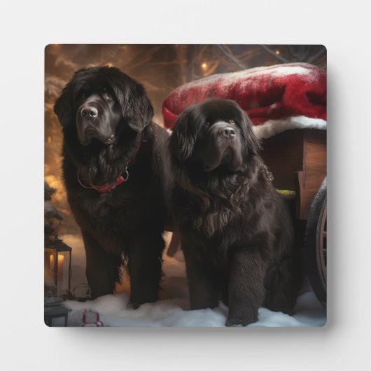 Newfoundland Snowy Sleigh Kerst Decor Fotoplaat (Voorkant)