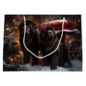 Newfoundland Snowy Sleigh Kerst Decor Groot Cadeauzakje (Voorkant)