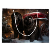 Newfoundland Snowy Sleigh Kerst Decor Groot Cadeauzakje (Achterkant)