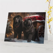 Newfoundland Snowy Sleigh Kerst Decor Kaart (Gele Bloem)