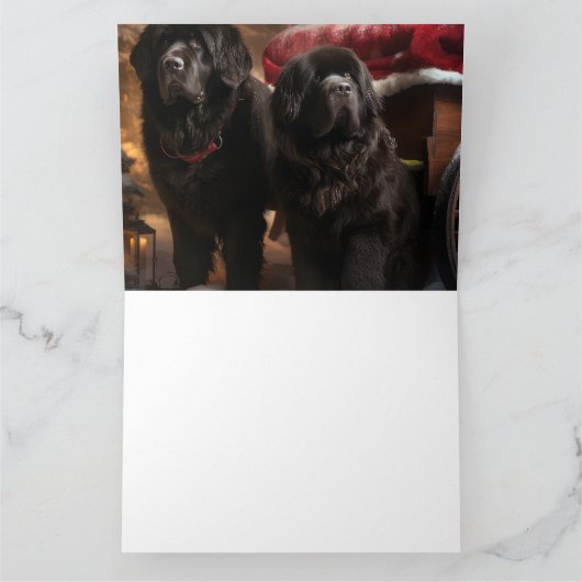 Newfoundland Snowy Sleigh Kerst Decor Kaart (Binnen)