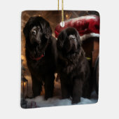 Newfoundland Snowy Sleigh Kerst Decor Keramisch Ornament (Rechts)