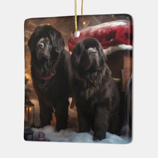 Newfoundland Snowy Sleigh Kerst Decor Keramisch Ornament (Links)