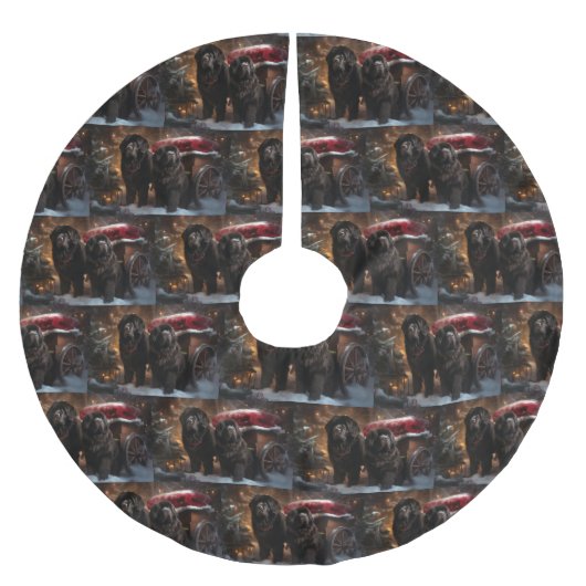 Newfoundland Snowy Sleigh Kerst Decor Kerstboom Rok (Voorkant)