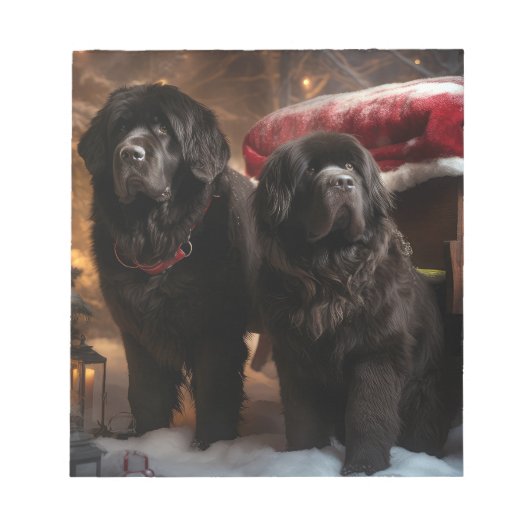 Newfoundland Snowy Sleigh Kerst Decor Notitieblok (Voorkant)
