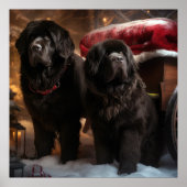 Newfoundland Snowy Sleigh Kerst Decor Poster (Voorkant)