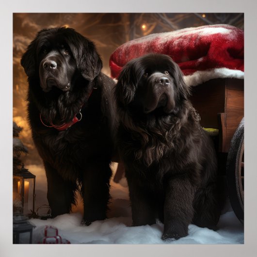 Newfoundland Snowy Sleigh Kerst Decor Poster (Voorkant)