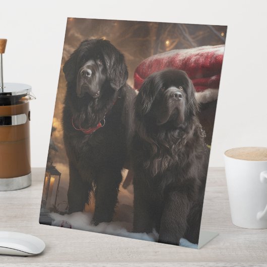 Newfoundland Snowy Sleigh Kerst Decor Reclamebord Met Voetstuk (Insitu)