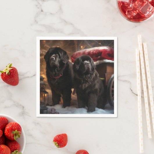 Newfoundland Snowy Sleigh Kerst Decor Servet (Insitu)