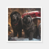 Newfoundland Snowy Sleigh Kerst Decor Servet (Voorkant)