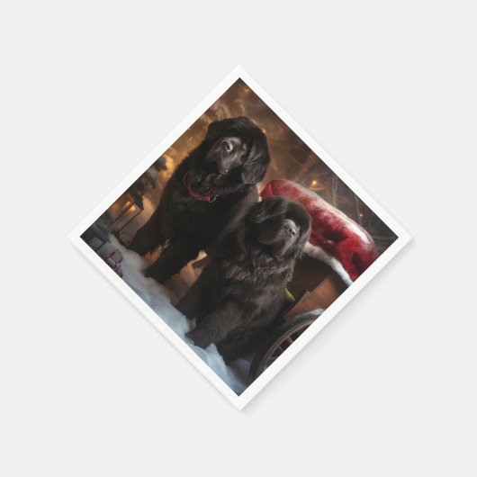 Newfoundland Snowy Sleigh Kerst Decor Servet (Hoek)