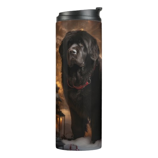 Newfoundland Snowy Sleigh Kerst Decor Thermosbeker (Gedraaid links)