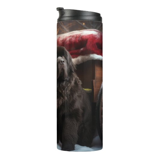 Newfoundland Snowy Sleigh Kerst Decor Thermosbeker (Geroteerd rechts)