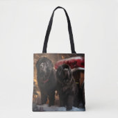 Newfoundland Snowy Sleigh Kerst Decor Tote Bag (Voorkant)