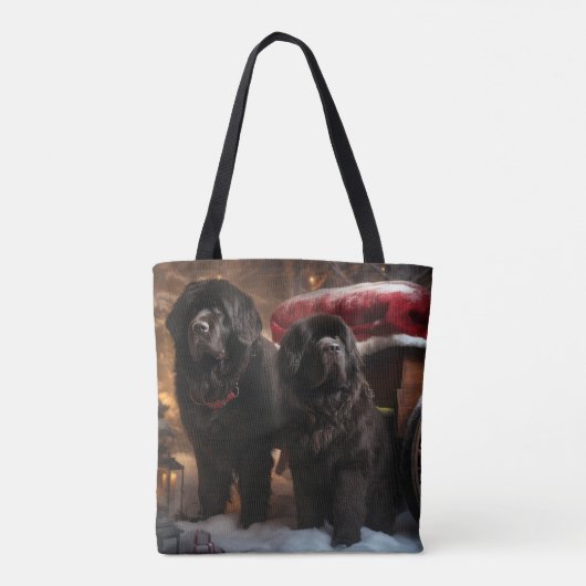 Newfoundland Snowy Sleigh Kerst Decor Tote Bag (Achterkant)