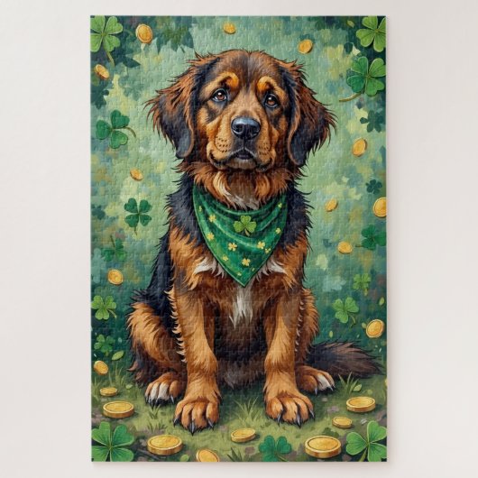 Newfoundland St. Patrick's Day Geluks Hond Legpuzzel (Verticaal)