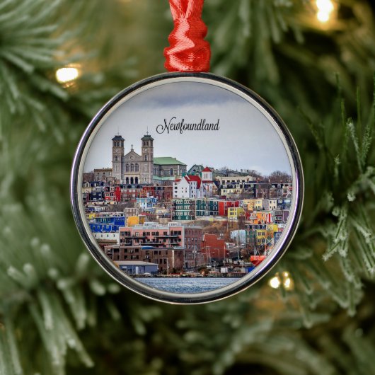 Newfoundland, stadsgezicht foto, metalen ornament (Boom)