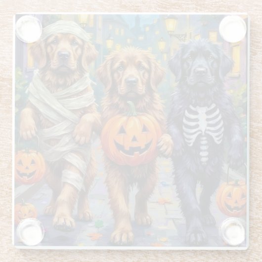 Newfoundland Trick-or-Treating Halloween kostuums Glazen Onderzetter (Achterkant)