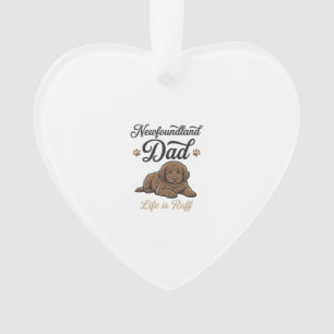 Newfoundland Vader Leven Is Ruff Vintage Hond Shir Ornament