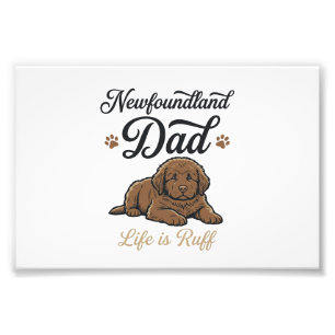 Newfoundland Vader Leven Is Ruw Vintage Hond Shirt Foto Afdruk