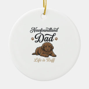 Newfoundland Vader Leven Is Ruw Vintage Hond Shirt Keramisch Ornament