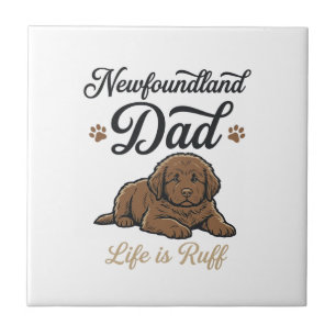 Newfoundland Vader Leven Is Ruw Vintage Hond Shirt Tegeltje
