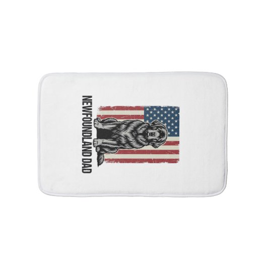 Newfoundland Vader Patriottische Hond Retro Badmat (Voorkant)