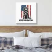 Newfoundland Vader Patriottische Hond Retro Canvas Afdruk (Insitu (Slaapkamer))