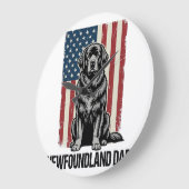 Newfoundland Vader Patriottische Hond Retro Grote Klok (Hoek)