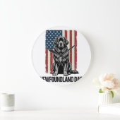 Newfoundland Vader Patriottische Hond Retro Grote Klok (Huis)