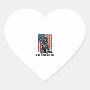 Newfoundland Vader Patriottische Hond Retro Hart Sticker